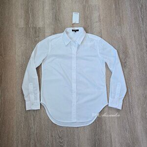 Quince Womens 100% Organic Cotton Poplin Long Sleeve Shirt White S New With Tags